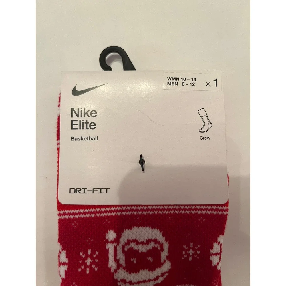 Nike Elite Basketball Dri-Fit Crew Socks Christmas‎ Santa Unisex W10-13 M 8-12